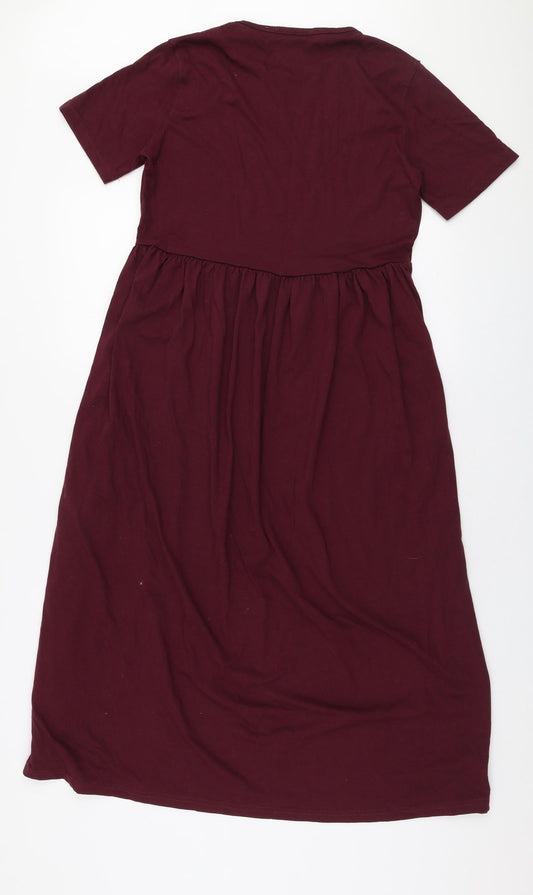 Missguided Womens Purple  Polyester Skater Dress  Size 6  Round Neck Pullover