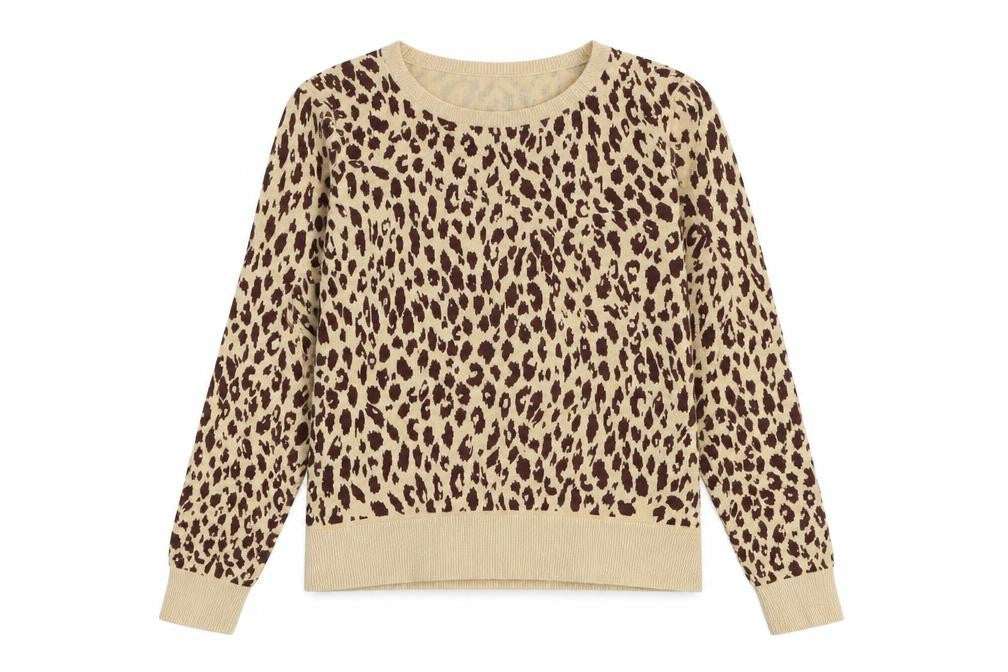 Therapy Womens Beige Round Neck Animal Print Viscose Pullover Jumper Size 10