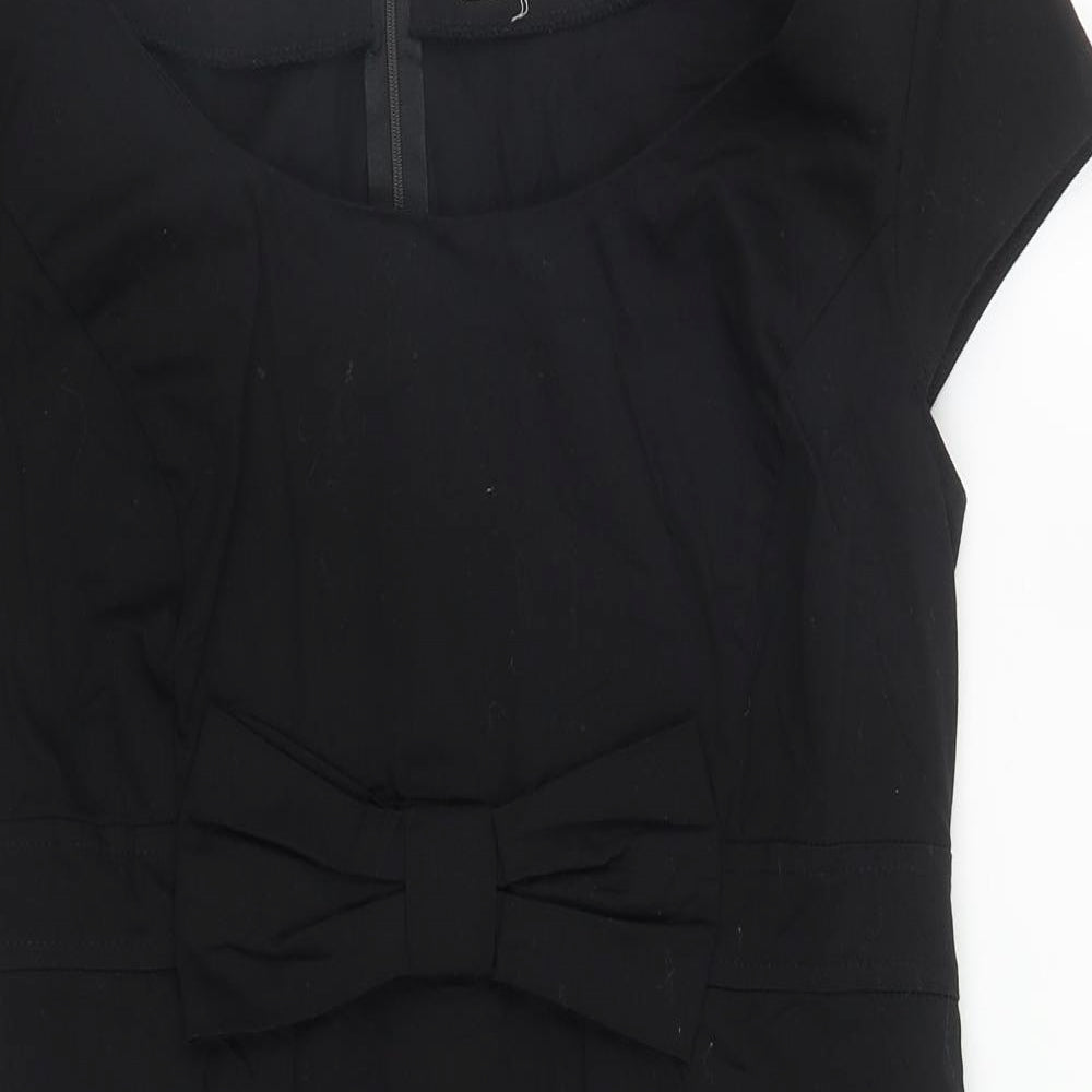 Be Beau Womens Black  Polyester Pencil Dress  Size 10  Round Neck Zip