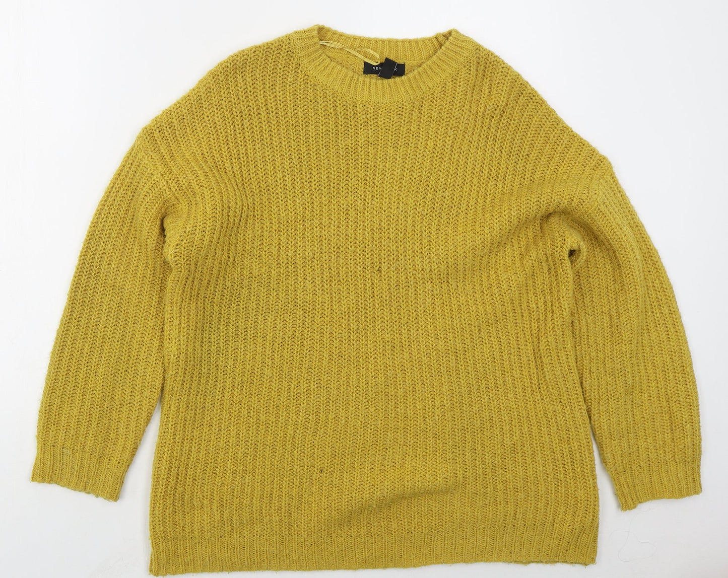 New Look Womens Yellow Crew Neck  Acrylic Pullover Jumper Size S