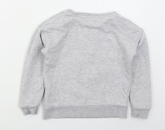 Primark Girls Grey  Cotton Pullover Sweatshirt Size 6-7 Years  Pullover - Heart