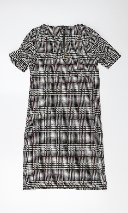 Soyaconcept Womens Grey Plaid Polyester Shift  Size S  V-Neck