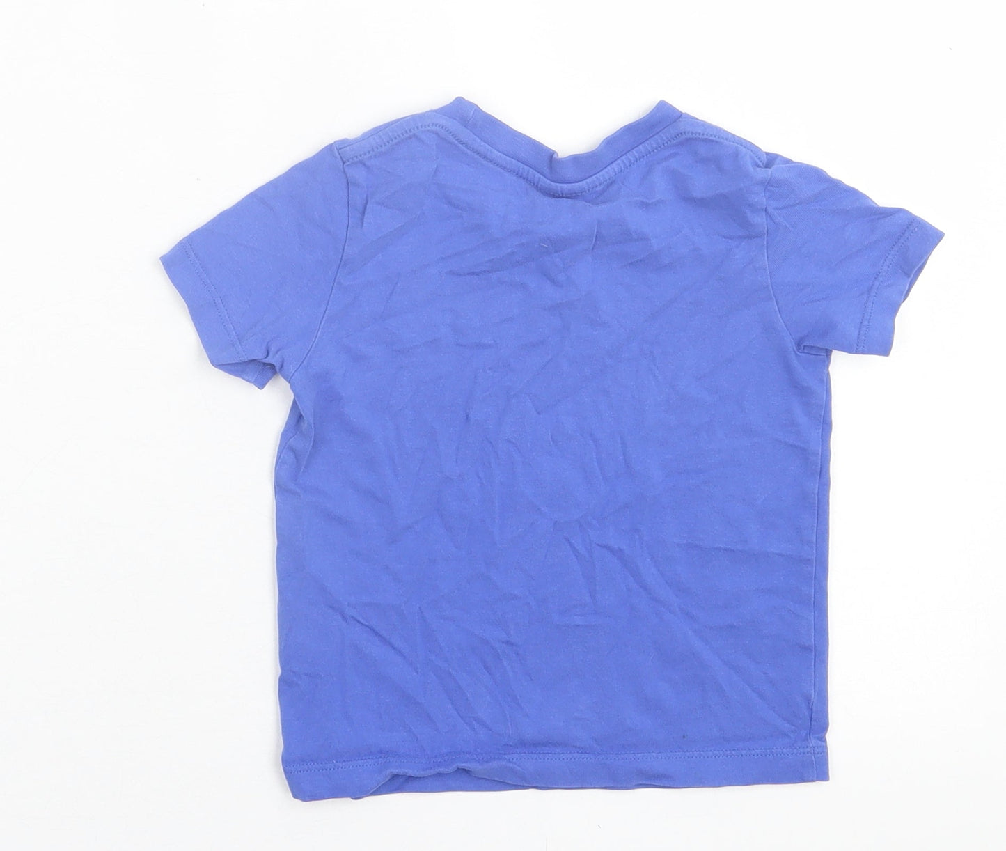 Preworn Boys Blue  Cotton Basic T-Shirt Size 2 Years Crew Neck Pullover