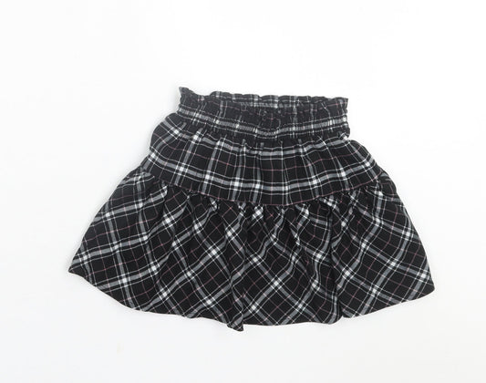 Dunnes Stores Girls Black Plaid Polyester Skater Skirt Size 3-4 Years  Regular Pull On