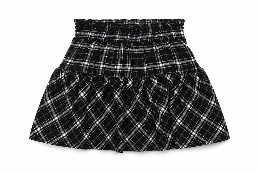 Dunnes Girls Black Plaid Polyester Skater Skirt Size 3-4 Years  Regular Pull On
