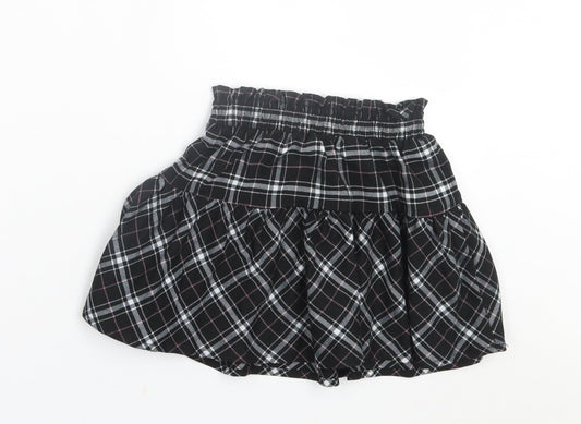 Dunnes Stores Girls Black Plaid Polyester Skater Skirt Size 3-4 Years  Regular Pull On