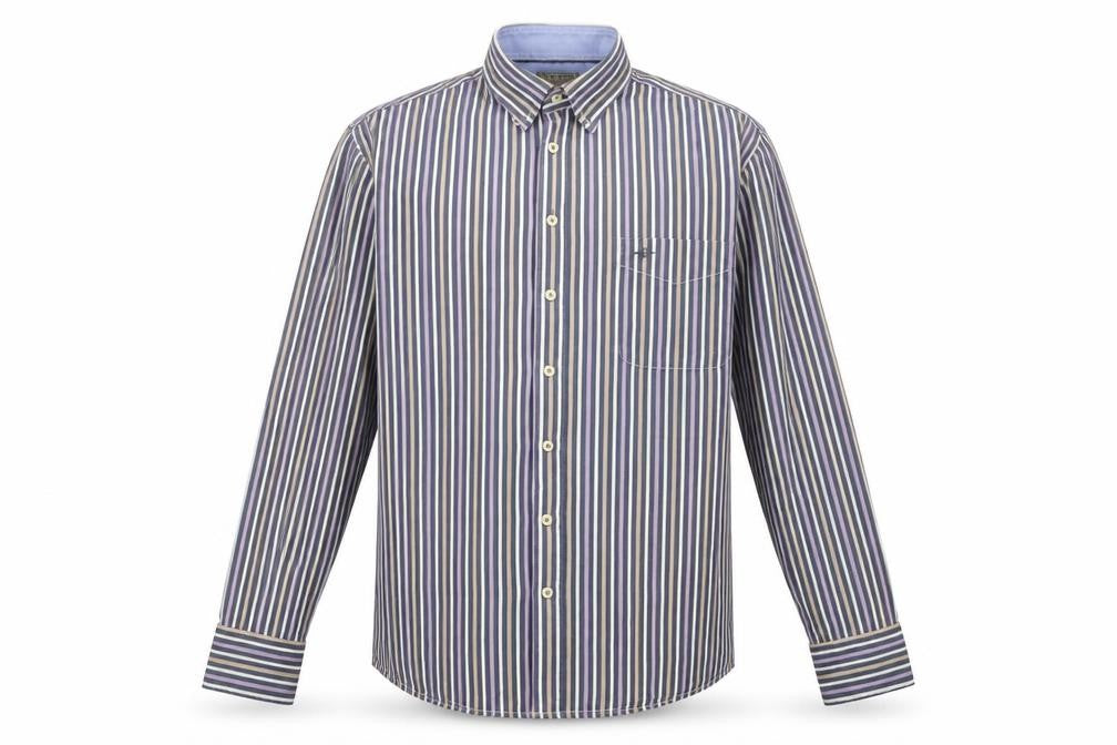 Baileys Mens Multicoloured Striped Cotton  Button-Up Size L Collared Button