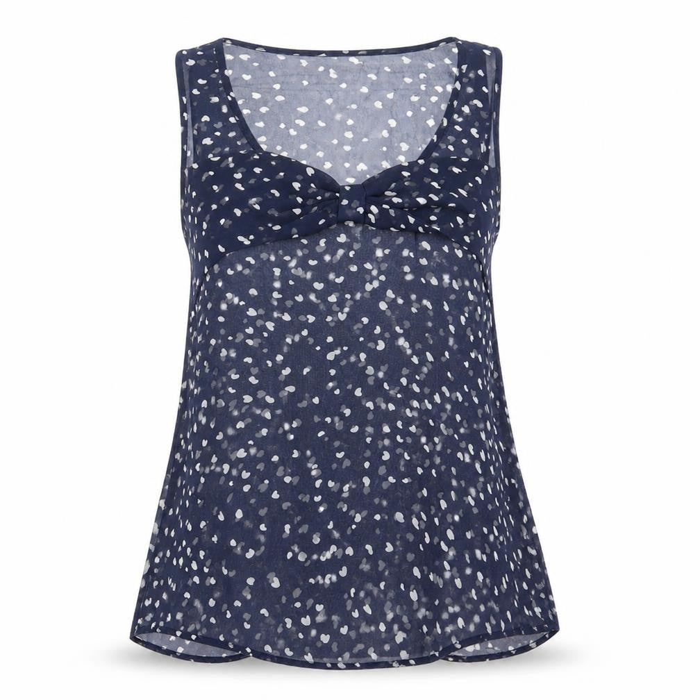 Glamorous Womens Blue Geometric Polyester Basic Tank Size 12 Scoop Neck