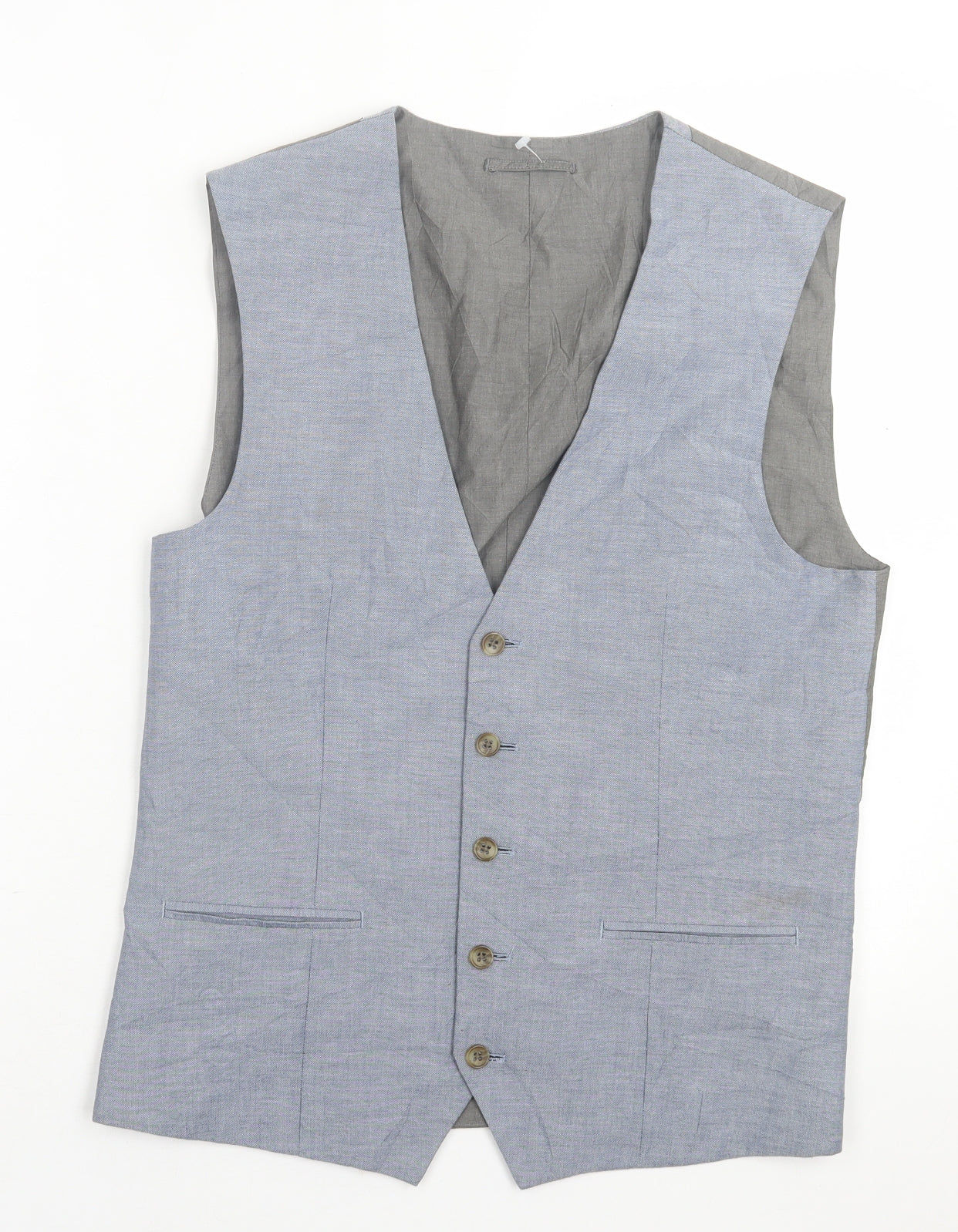 NEXT Mens Blue  Cotton Jacket Suit Waistcoat Size 38