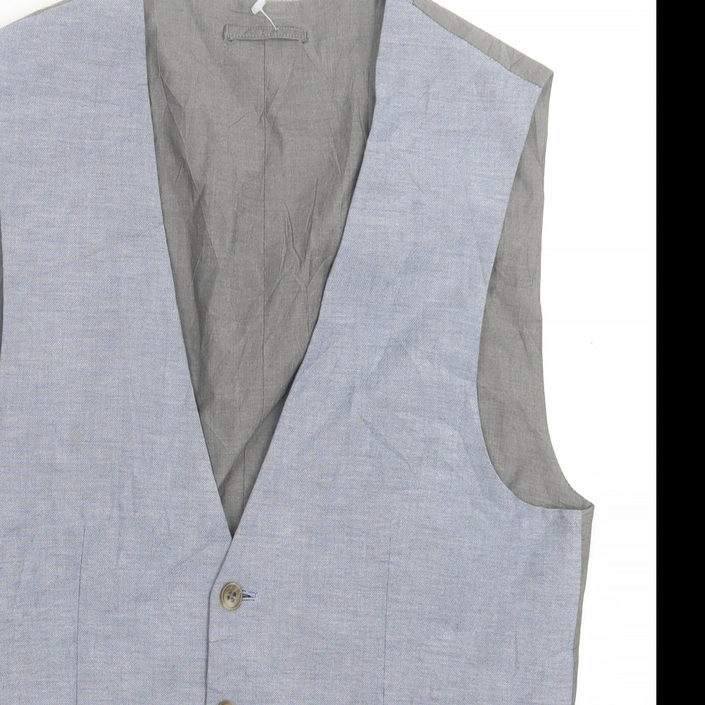 NEXT Mens Blue  Cotton Jacket Suit Waistcoat Size 38