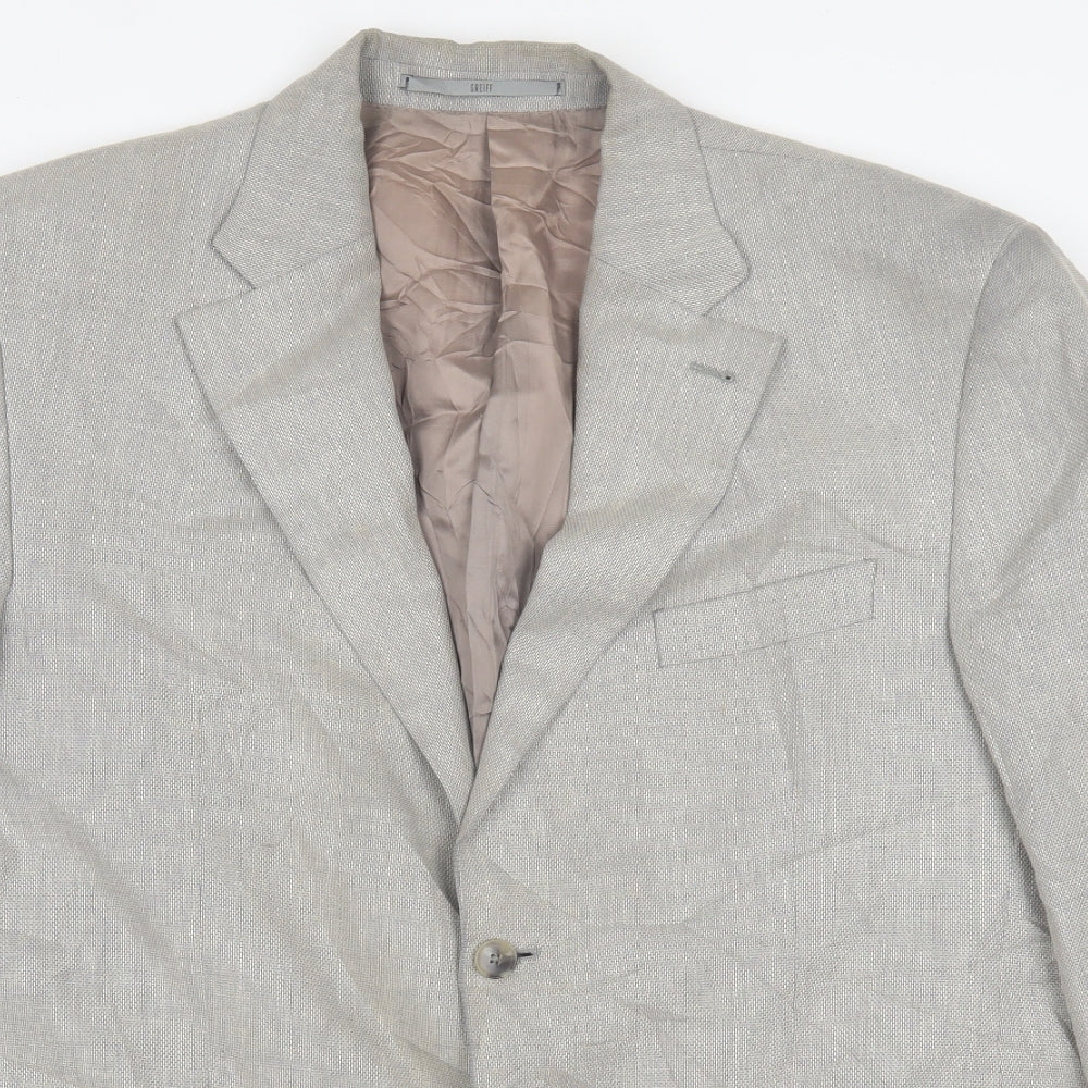 Greiff Mens Grey Plaid Polyester Jacket Suit Jacket Size 42
