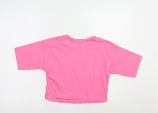 Studio Girls Pink  Cotton Cropped T-Shirt Size 12-13 Years Crew Neck Pullover - Chic
