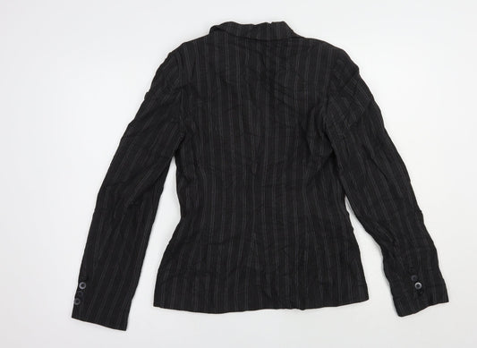 Slater Womens Grey Striped  Jacket Blazer Size 6  Button