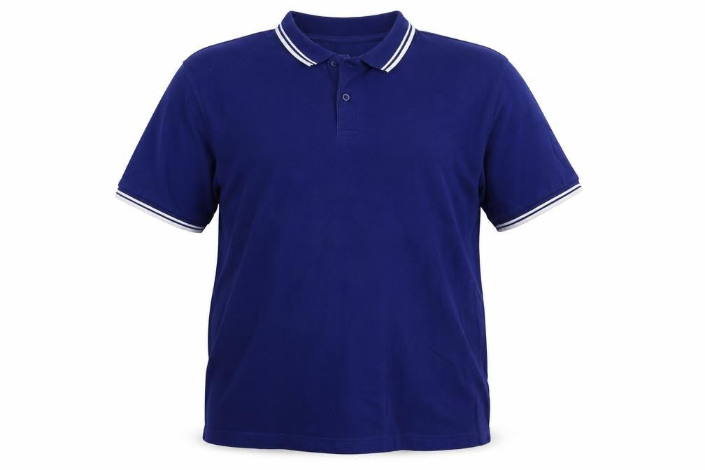 Pique Polo Mens Blue  Cotton  Polo Size 2XL Collared Button