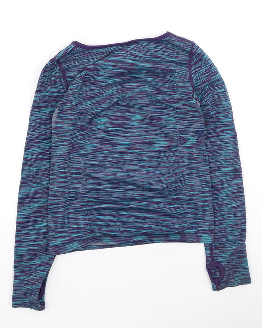 Preworn Girls Green  Polyester Basic Casual Size S Round Neck