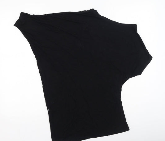 Annie Womens Black  Cotton Basic Blouse Size M Round Neck