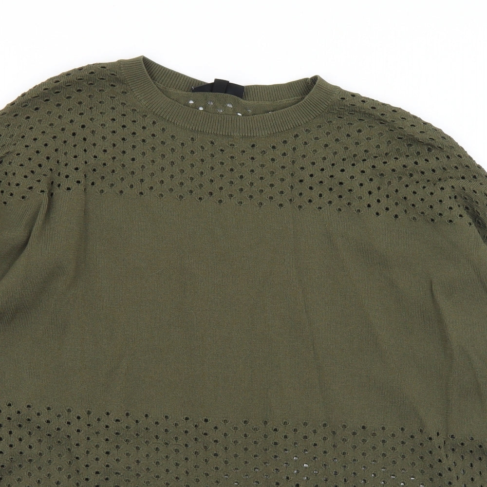 Topshop Womens Green Crew Neck  Viscose Pullover Jumper Size 8