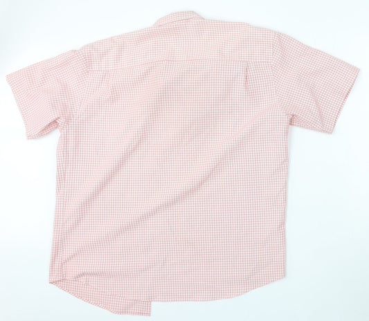 Lincoln Mens Red Check Polyester  Polo Size XL Collared