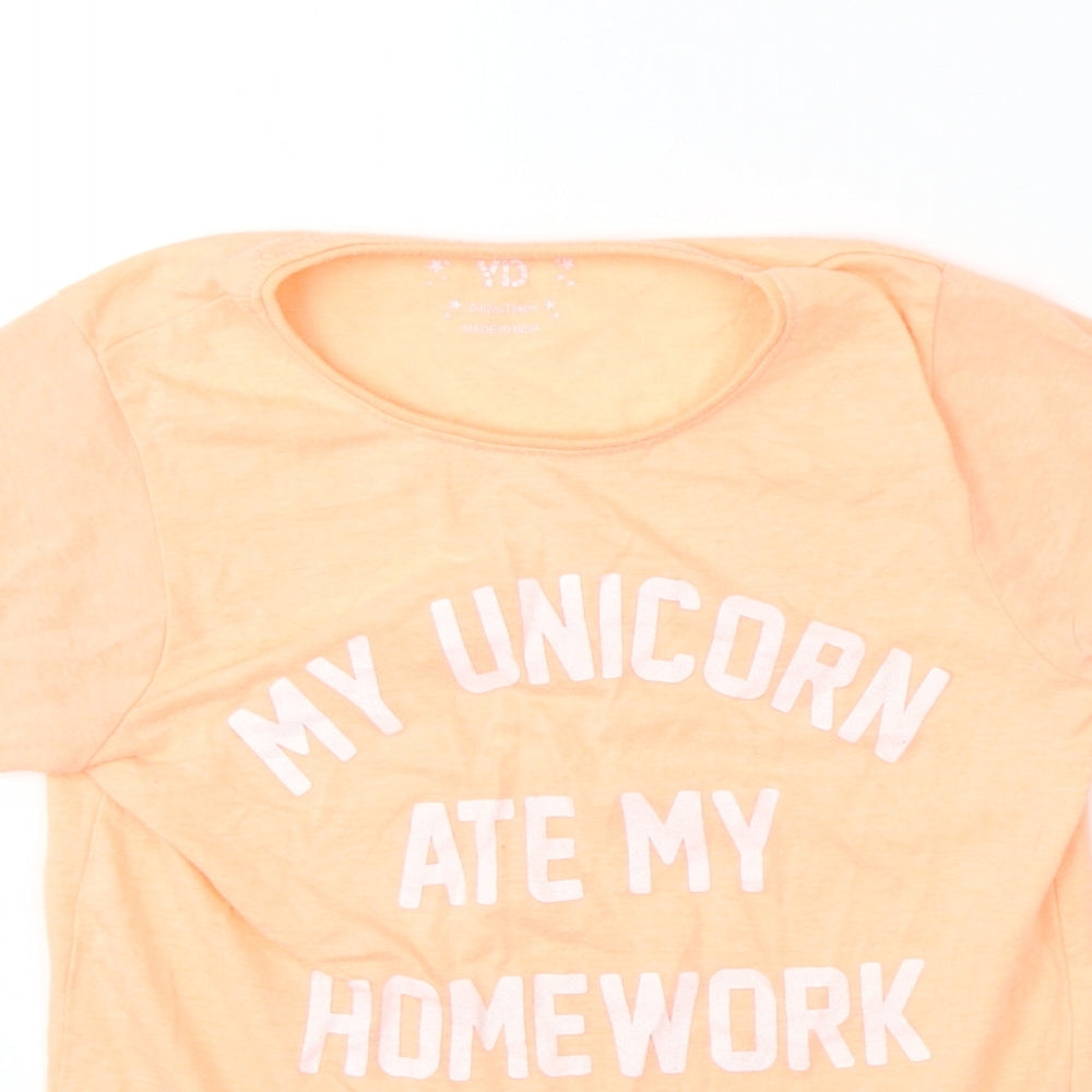 YD Girls Pink  Polyester Basic T-Shirt Size 8-9 Years Round Neck
