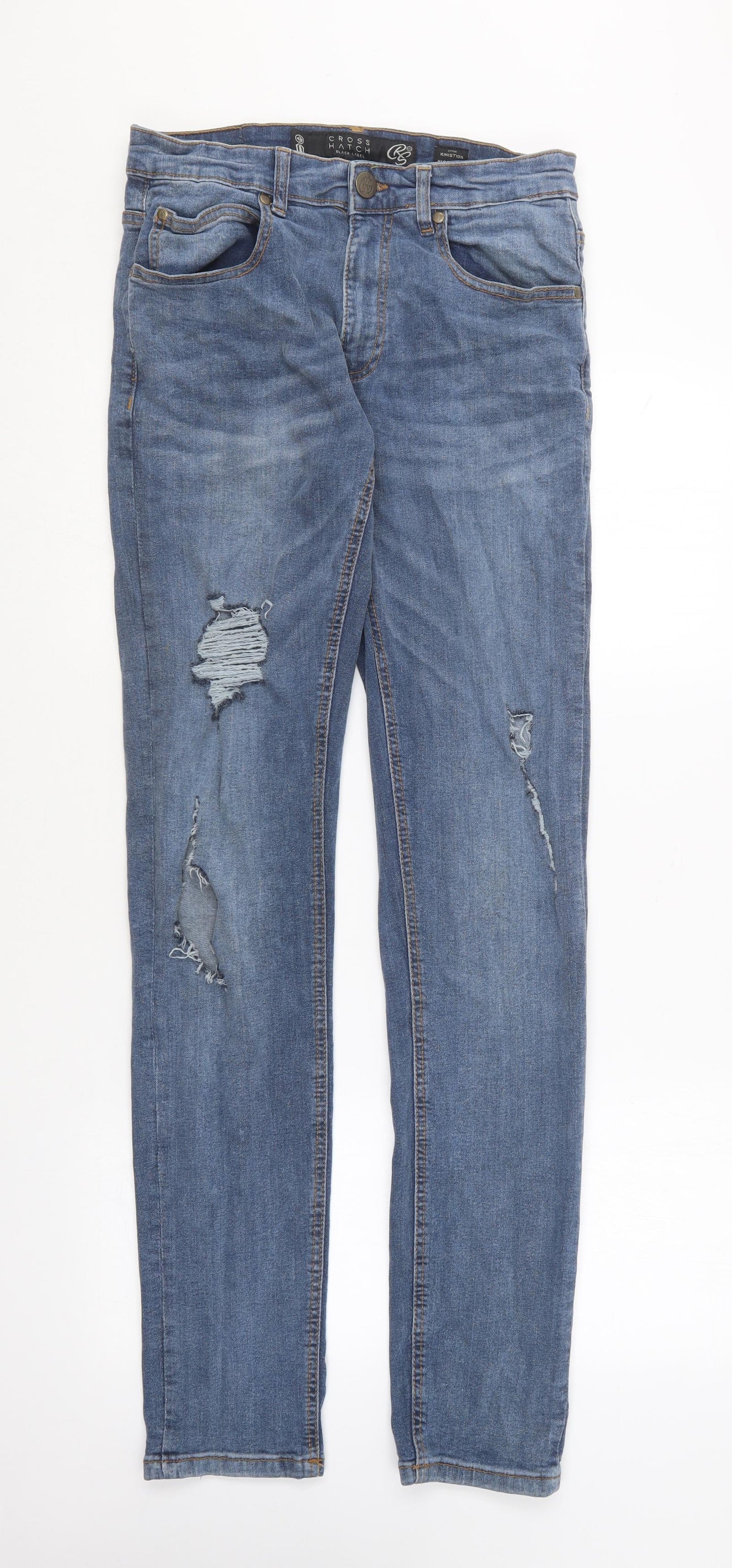 Crosshatch Mens Blue  Cotton Straight Jeans Size 30 in L34 in Regular