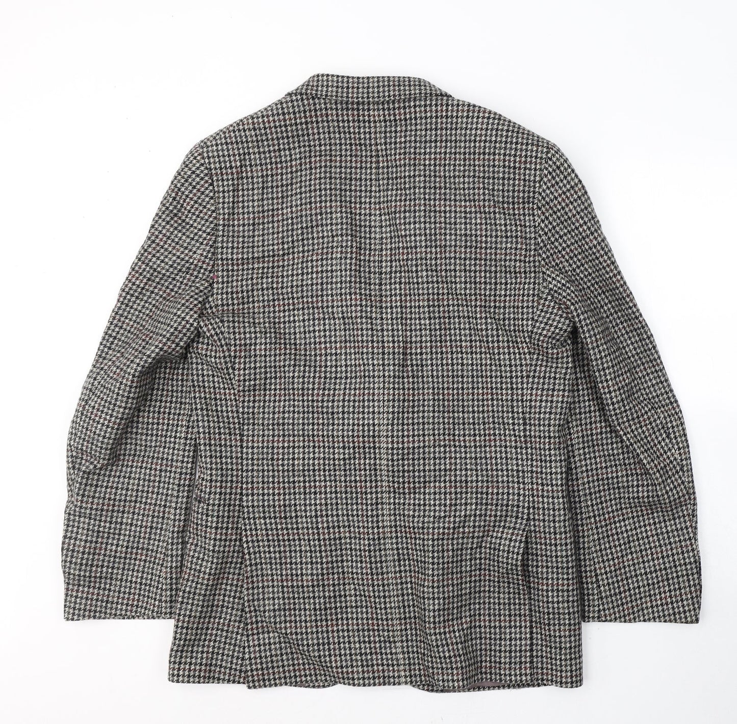 Preworn Mens Green Houndstooth Wool Jacket Suit Jacket Size 40