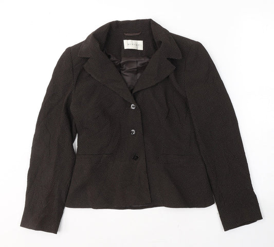 MINUET Womens Brown Polka Dot Wool Jacket Suit Jacket Size 10