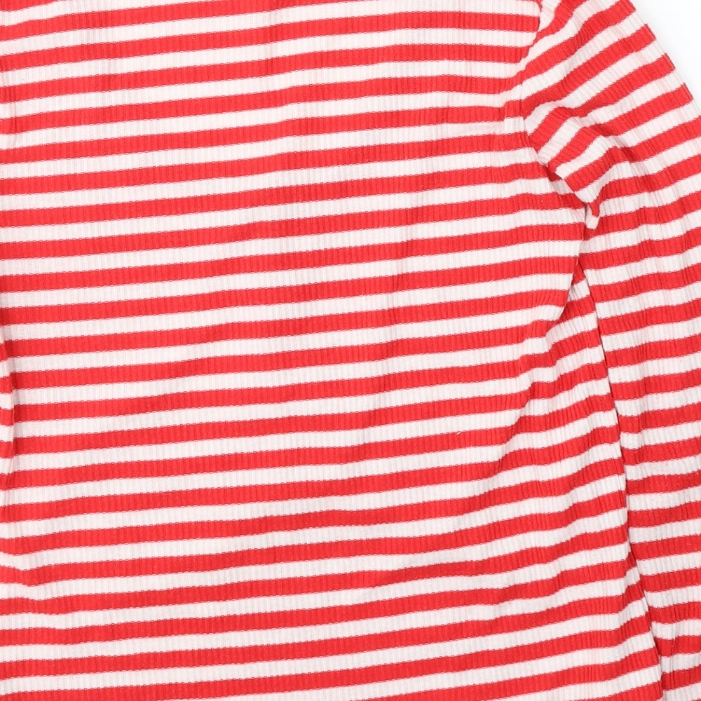 Boux Avenue Womens Red Striped Polyester Jersey T-Shirt Size 10 V-Neck - Nice-ish