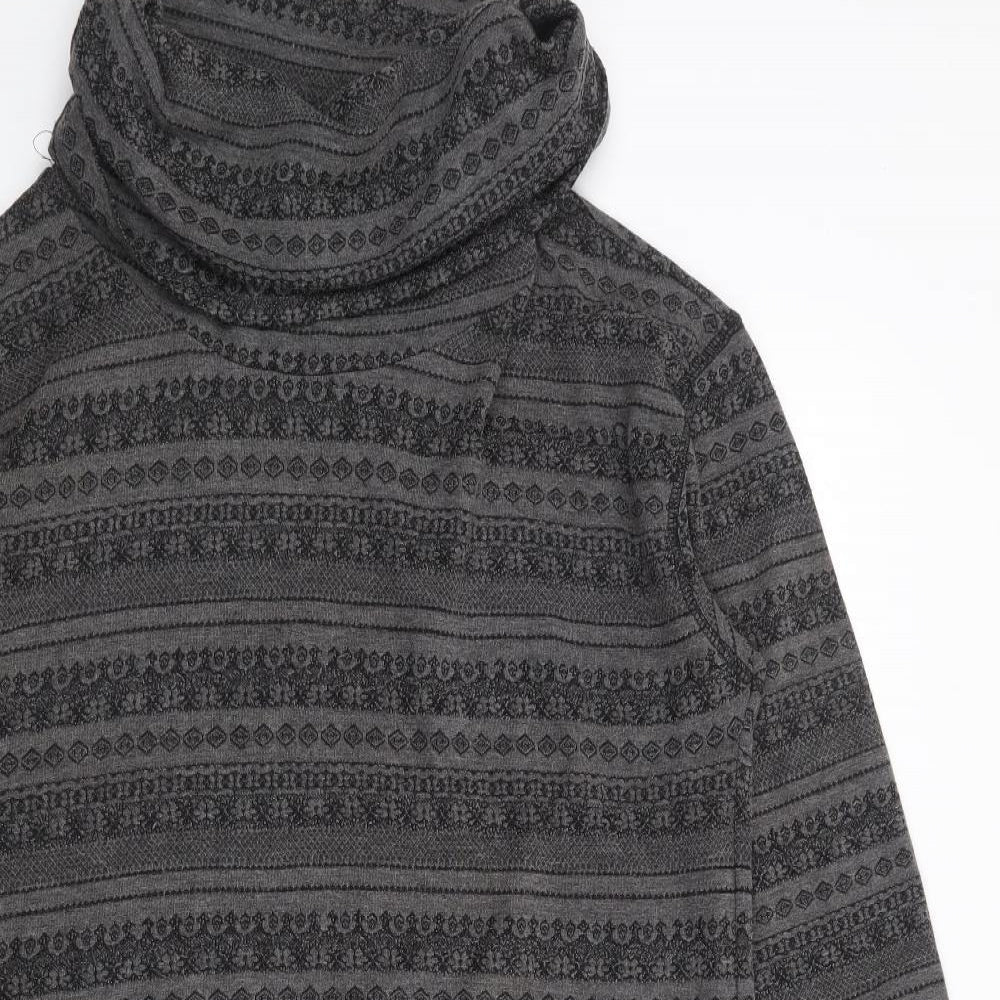 River Island Womens Grey Geometric Polyester Jumper Dress  Size 14  Roll Neck Pullover