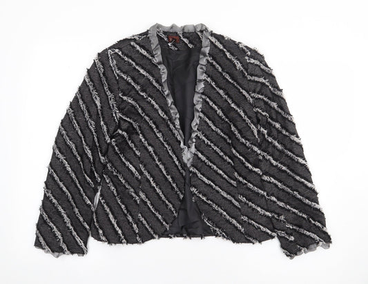 Tilber Womens Grey Geometric  Jacket Blazer Size 10