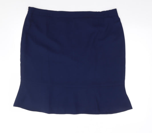 Crealine Womens Blue  Polyester Flare Skirt Size 24   Zip