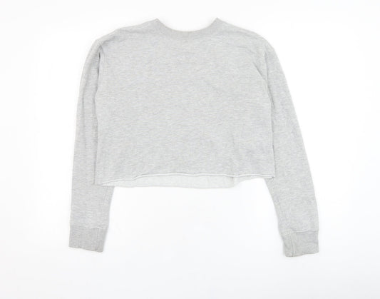 Miss Selfridge Womens Grey  Cotton Pullover Sweatshirt Size 6  Pullover - Cropped