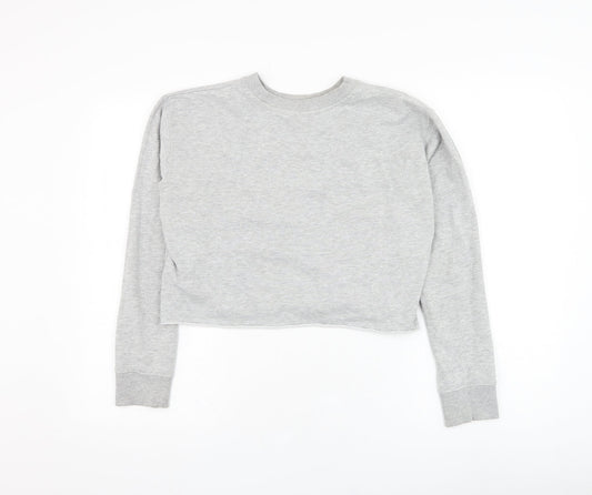 Miss Selfridge Womens Grey  Cotton Pullover Sweatshirt Size 6  Pullover - Cropped