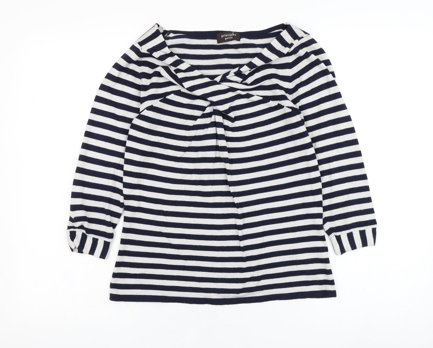 Principles Womens Grey V-Neck Striped Viscose Pullover Jumper Size 12
