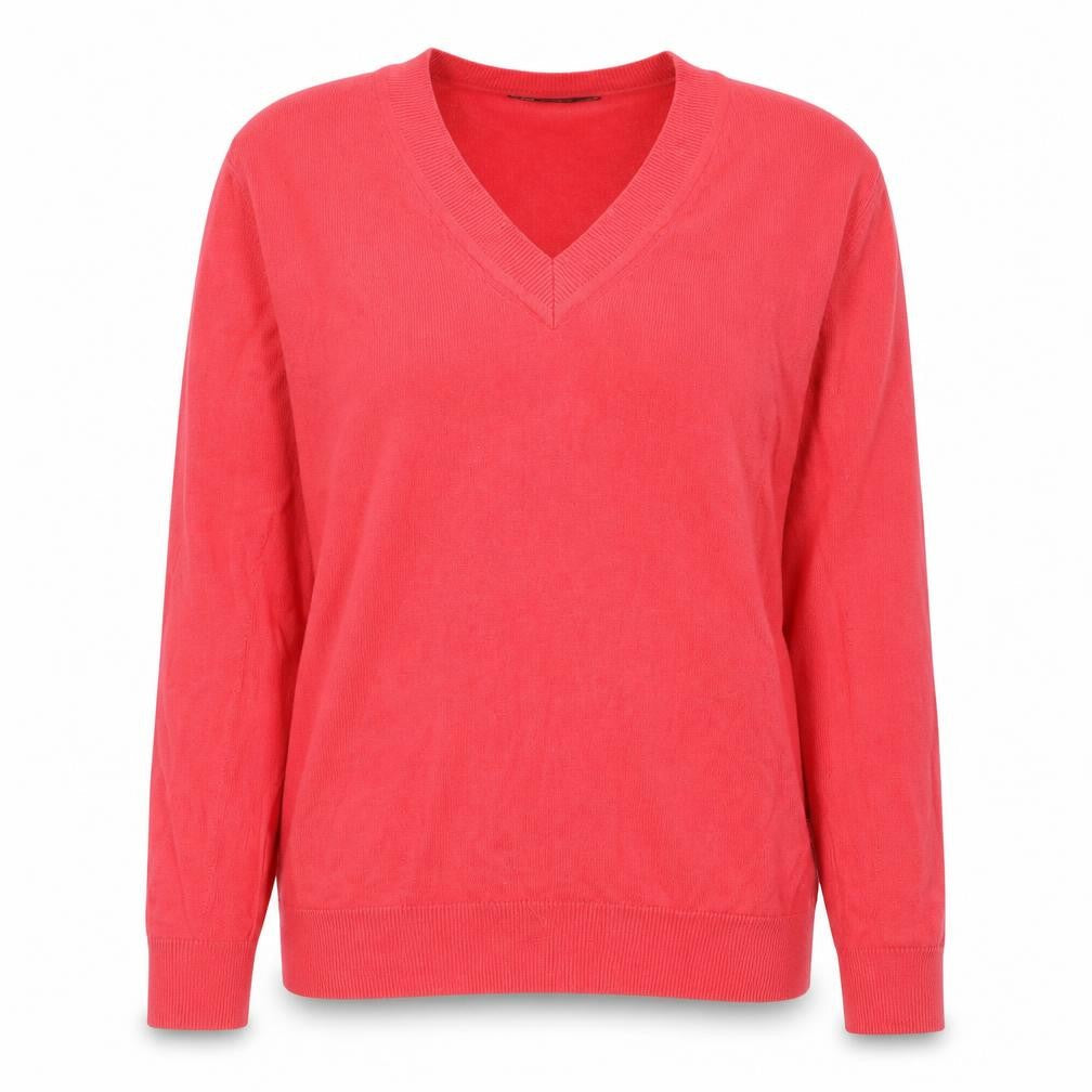 Marks and Spencer Womens Pink V-Neck  Cotton Pullover Jumper Size S