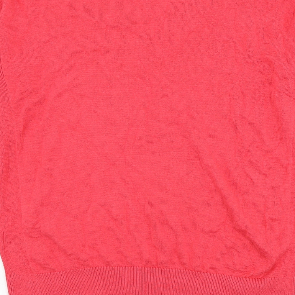 Marks and Spencer Womens Pink V-Neck  Cotton Pullover Jumper Size S