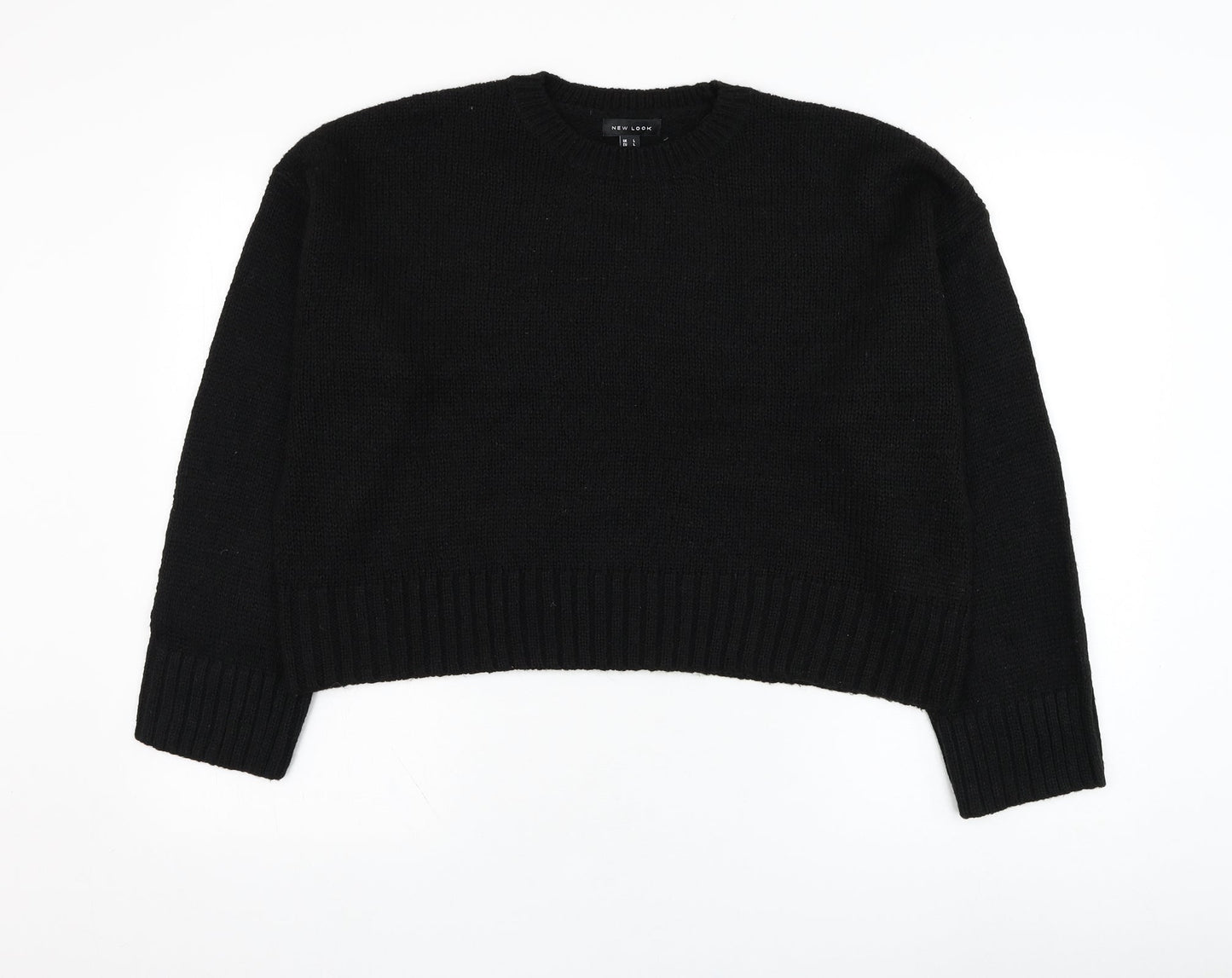 New Look Womens Black Round Neck  Acrylic Pullover Jumper Size L