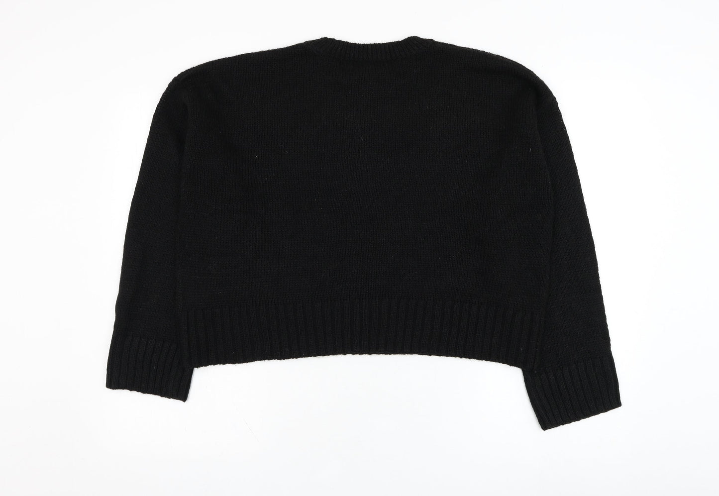 New Look Womens Black Round Neck  Acrylic Pullover Jumper Size L