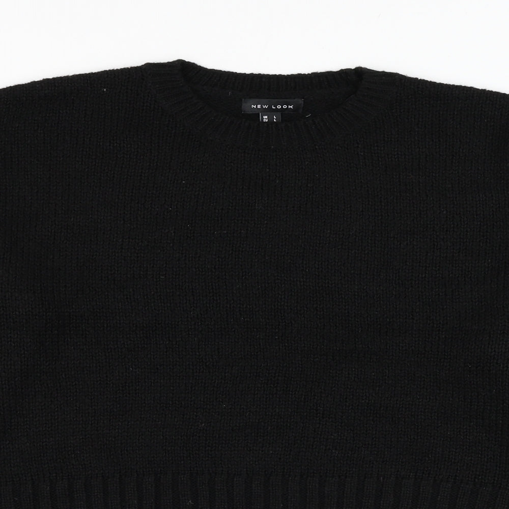 New Look Womens Black Round Neck  Acrylic Pullover Jumper Size L