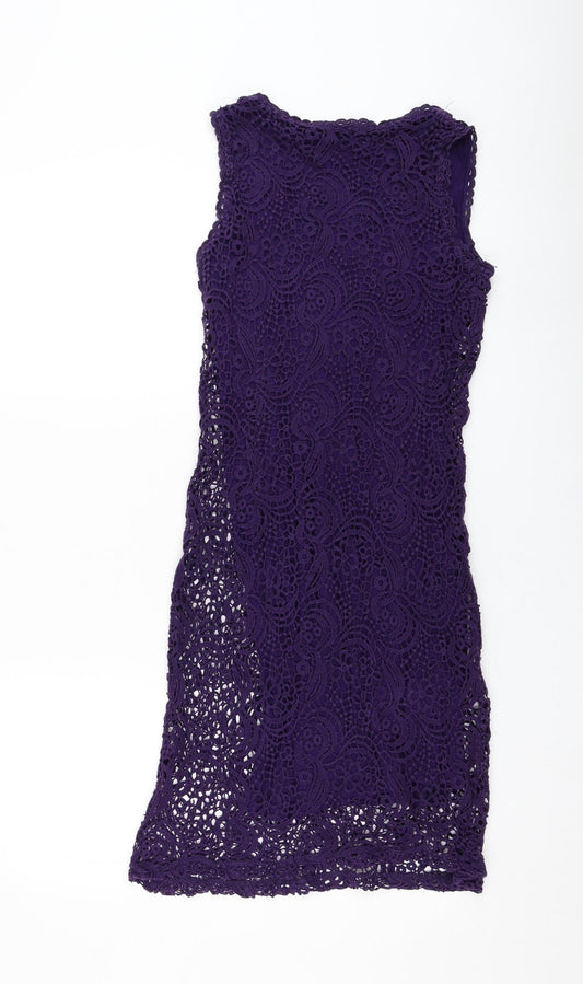 TU Womens Purple  Cotton Pencil Dress  Size 8  Round Neck Pullover