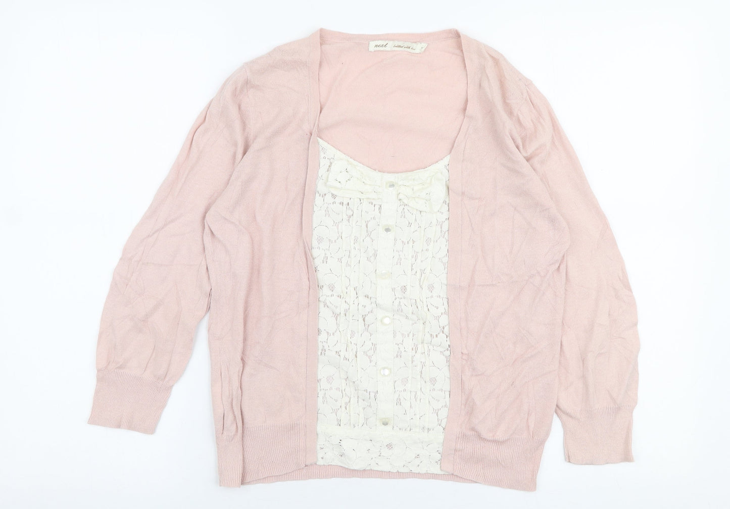 NEXT Womens Pink Round Neck  Cotton Pullover Jumper Size 14