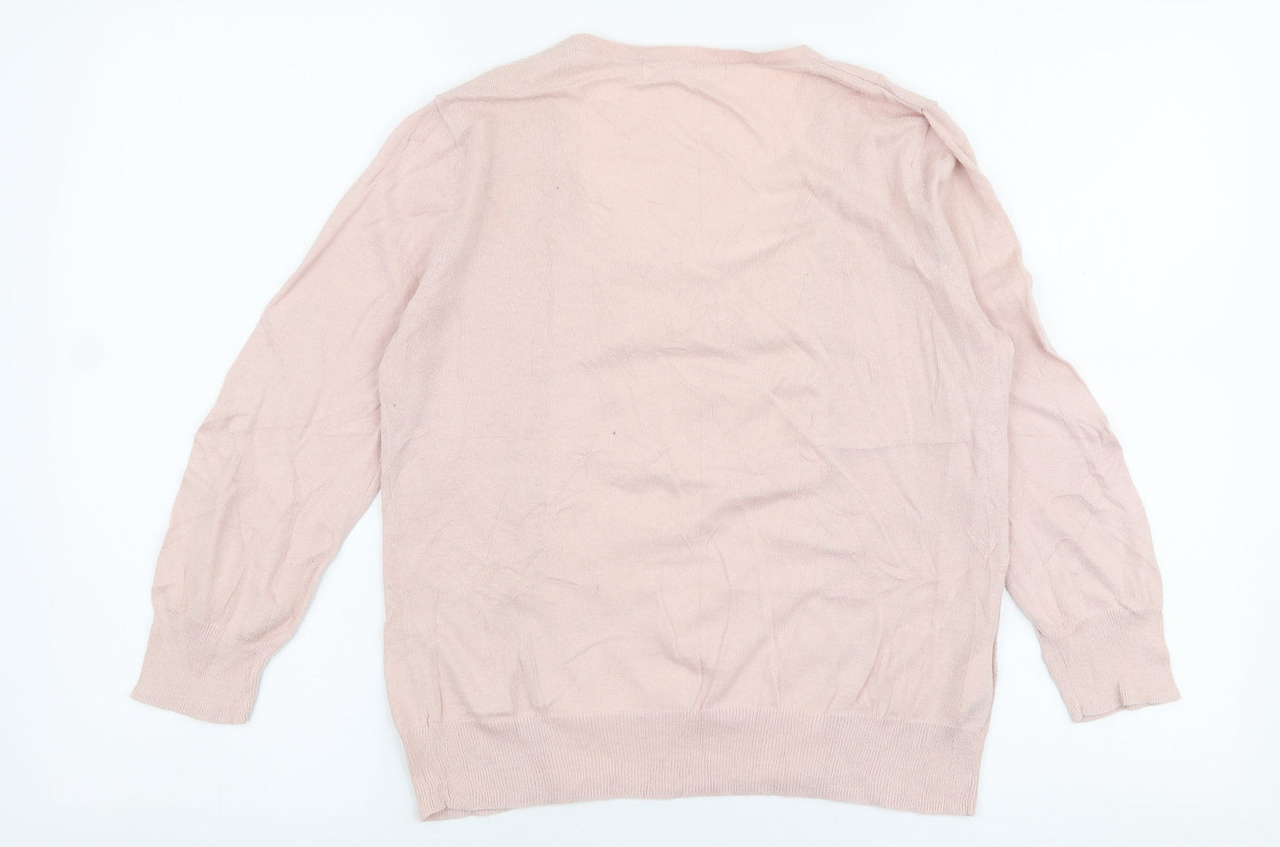 NEXT Womens Pink Round Neck  Cotton Pullover Jumper Size 14