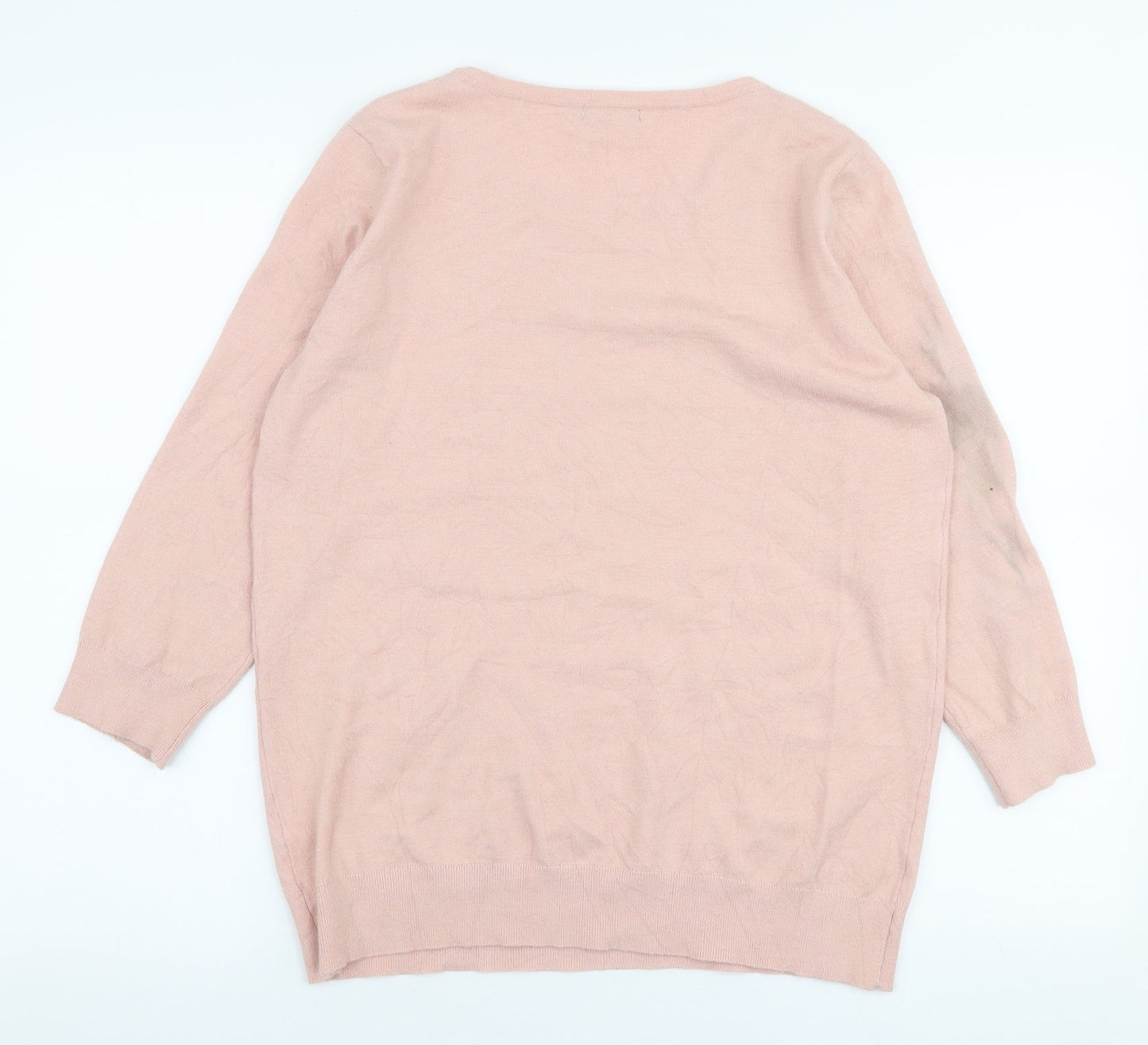 M&Co Womens Pink Round Neck  Viscose Pullover Jumper Size 16   - stars