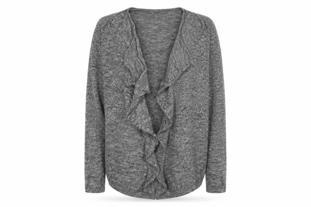 New Look Womens Grey V-Neck  100% Cotton Cardigan Jumper Size 10