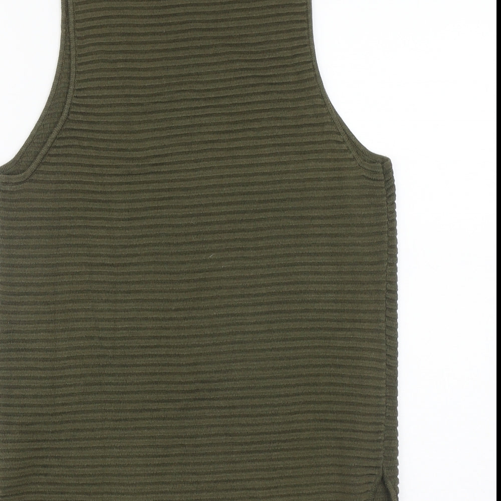 Topshop Womens Green  Acrylic Basic Tank Size 10 Round Neck