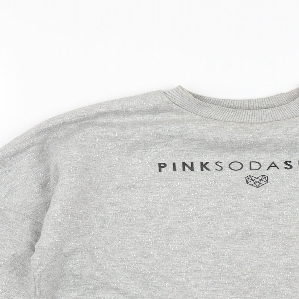 Pink Soda Womens Grey  Polyester Pullover Sweatshirt Size 6