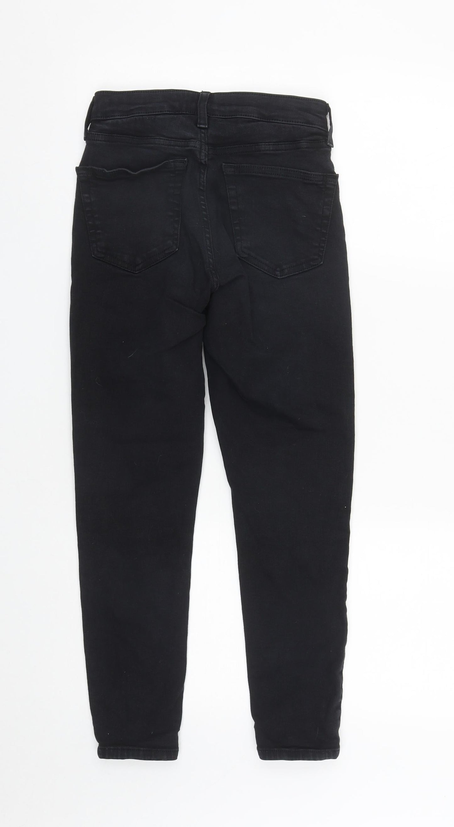 Topshop Womens Black  Cotton Cropped Jeans Size 26 in L24 in Regular Zip
