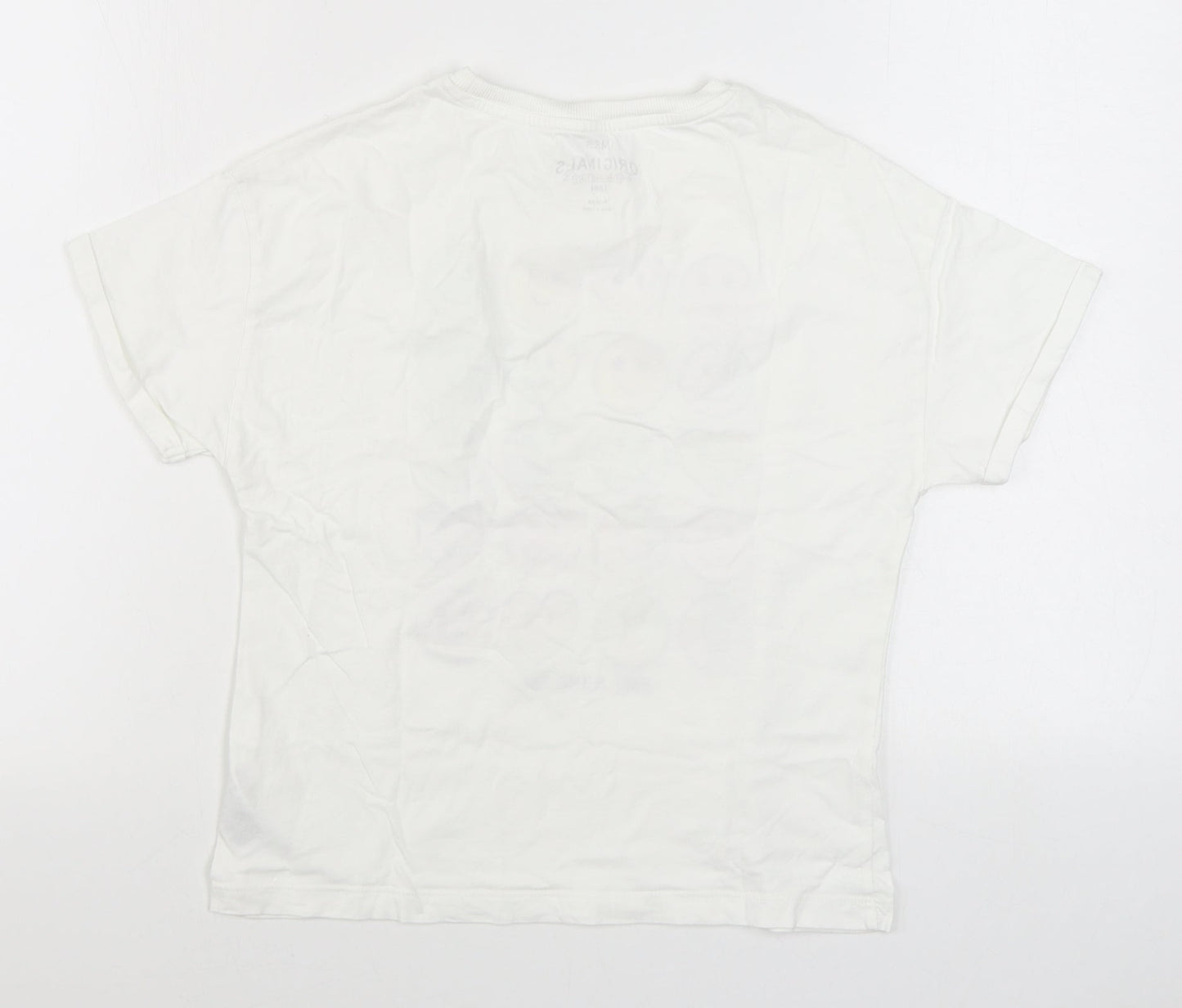Marks and Spencer Boys White  100% Cotton Basic T-Shirt Size 11-12 Years Round Neck Pullover