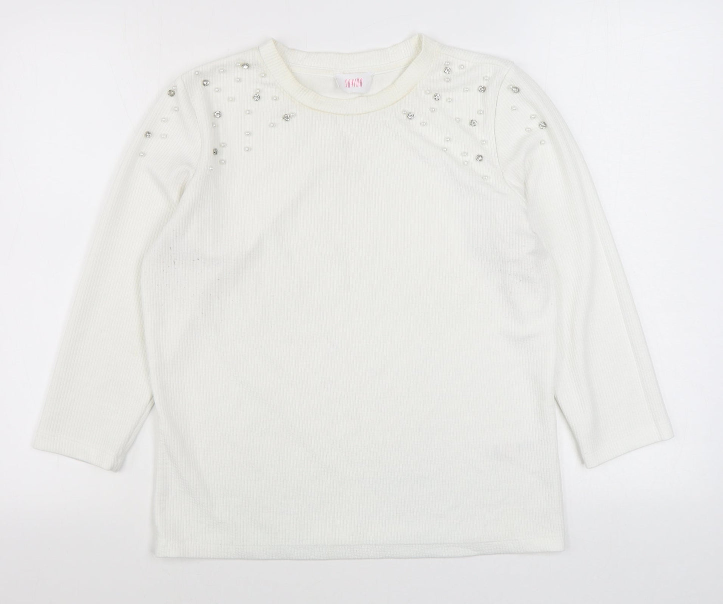 Savida Womens White Roll Neck  Polyester Pullover Jumper Size XL