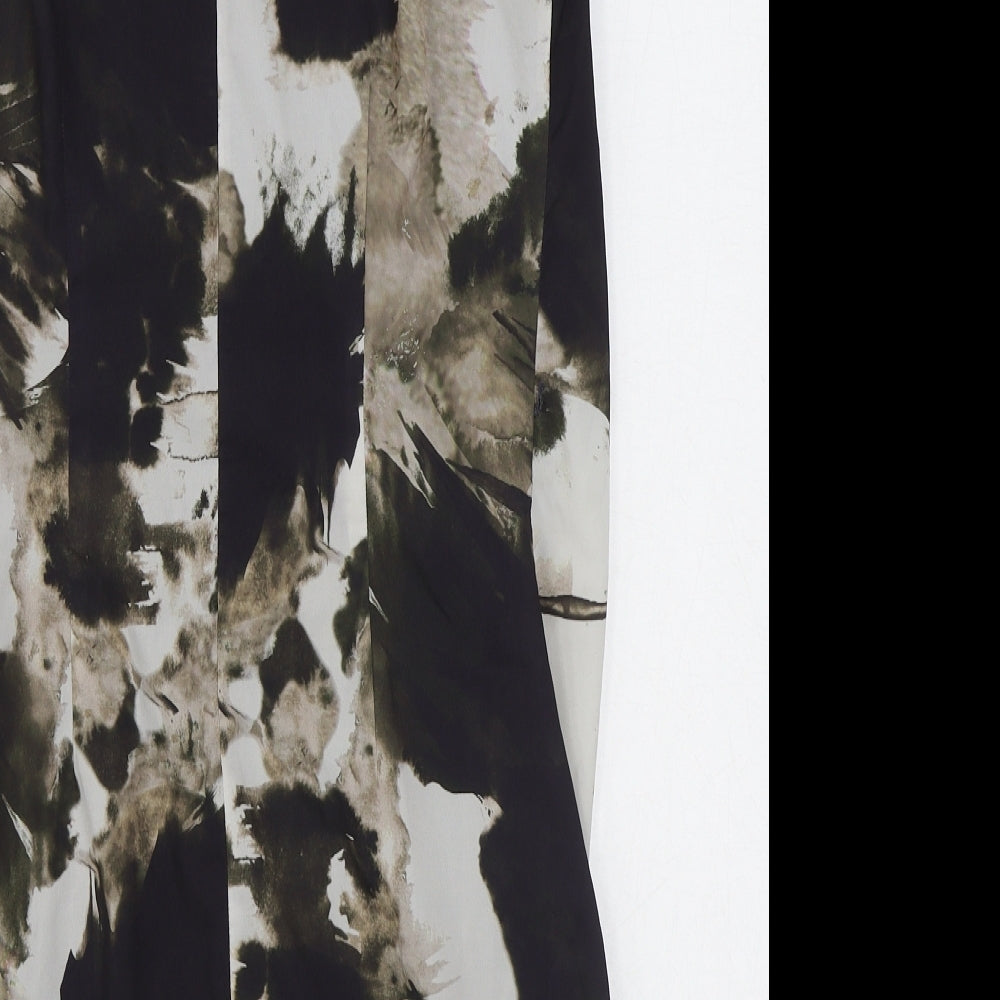 H&M Womens Black Geometric Polyester Basic Blouse Size 8 Boat Neck