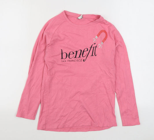 Benefit Womens Pink  Cotton Pullover Sweatshirt Size 10  Pullover